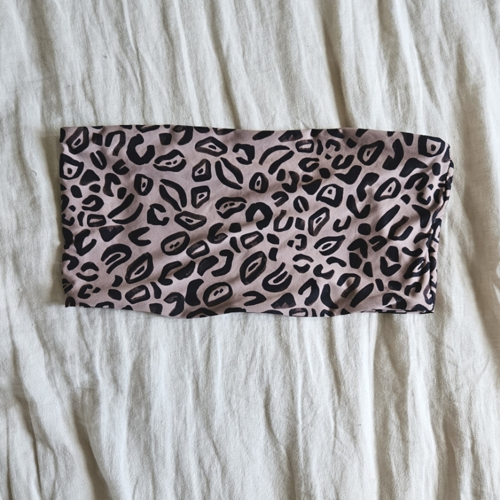 Stone Fox Swim Leopard Print Soma Bandeau Bikini Tube Top